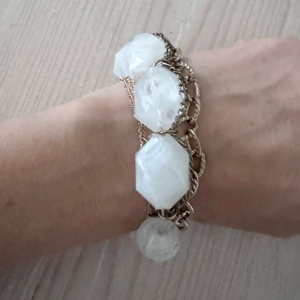 Chic Gold and White Gemstone Bracelet
